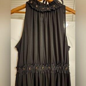 MAX STUDIO Black Halter Whimsigoth Cowgirl Western Chic Stylish Chic Dress Sz L